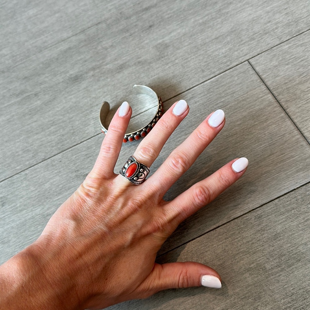 Sterling silver ring with orange stone